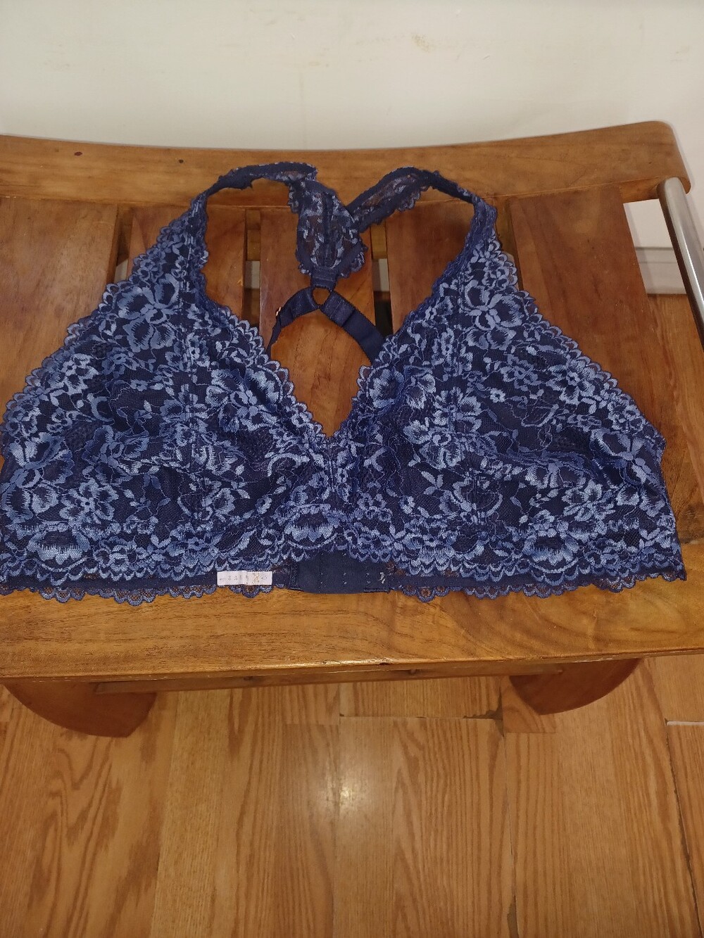 Savage X Fenty Navy Blue Floral Lace Bralette Racerback